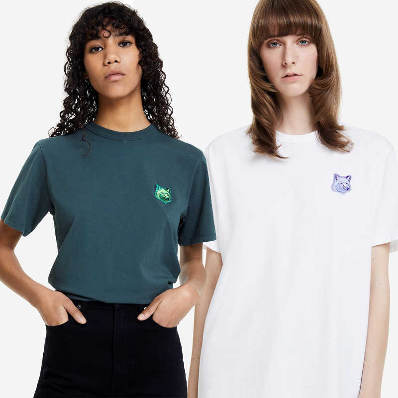 Maison Kitsune Women Designer Tshirt Embroidered Summer Cotton T-shirt Round Neck Short Sleeve T-shirts Female Tees, White2
Maison Kitsune Women Designer Tshirt Embroidered Summer Cotton T-shirt Round Neck Short Sleeve T-shirts Female Tees, White2