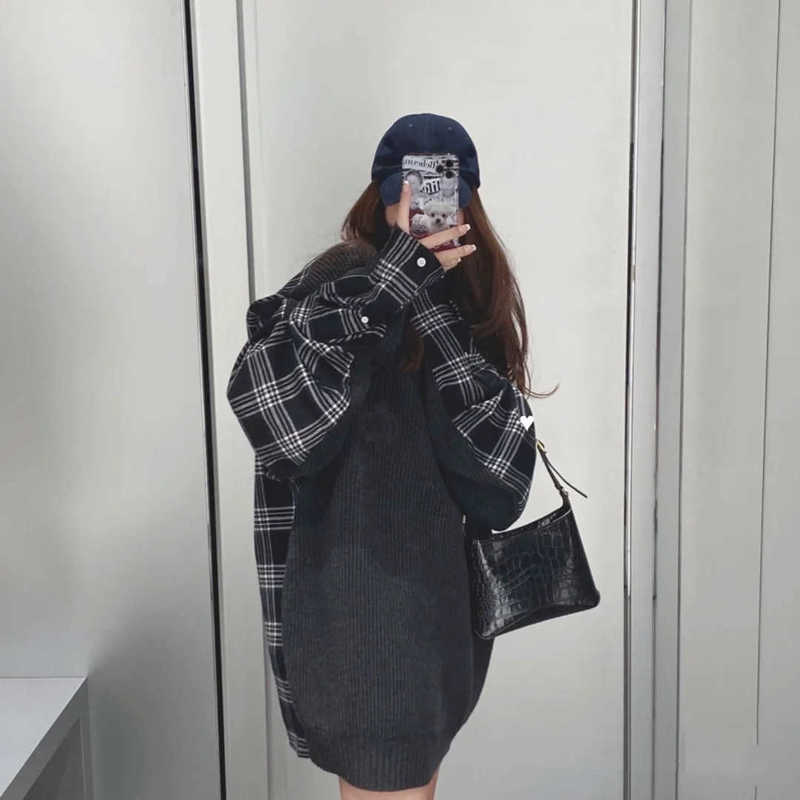 Women' Knits Tees Autumn and Winter B Family Fake Two Piece Plaid V-Neck Men' Black Wool Knitted Sweaters 32UF, Gray
Women' Knits Tees Autumn and Winter B Family Fake Two Piece Plaid V-Neck Men' Black Wool Knitted Sweaters 32UF, Gray