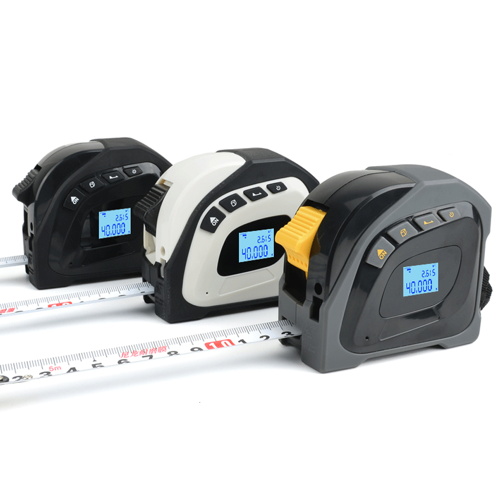 Tape Measures Meterk Portable 2 in 1 LCD Laser Distance Meter Multifunctional Laser Tape Measure 131Ft/40M 16Ft/5M Laser Measuring Instruments 230211