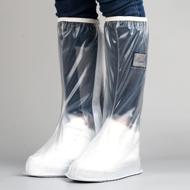Shoe Parts Accessories Adult Protective Boots and Shoes Cover Men Waterproof Motorcycle Bike Cycling Rain Snow Boot Long Thick Sole White 230211