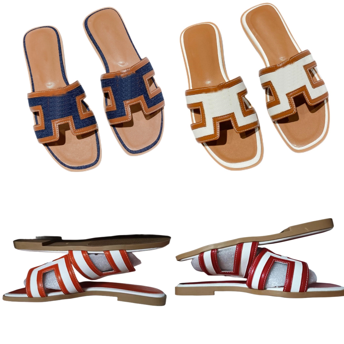 Designer Women H Slippers Summer Flat Travel Sliders White Embellishment Width Wedge Sandal Little Bottom Boarding Models With Box Size35-43, 17
Designer Women H Slippers Summer Flat Travel Sliders White Embellishment Width Wedge Sandal Little Bottom Boarding Models With Box Size35-43, 17