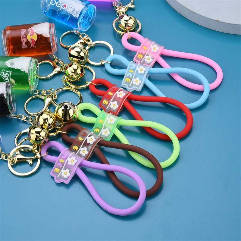 Key Rings Simulated Beverage Bottle Keychain Liquid Floating Ice Acrylic Keyring Men Women Bag Pendant Children Drink Bottle Key Chains G230210