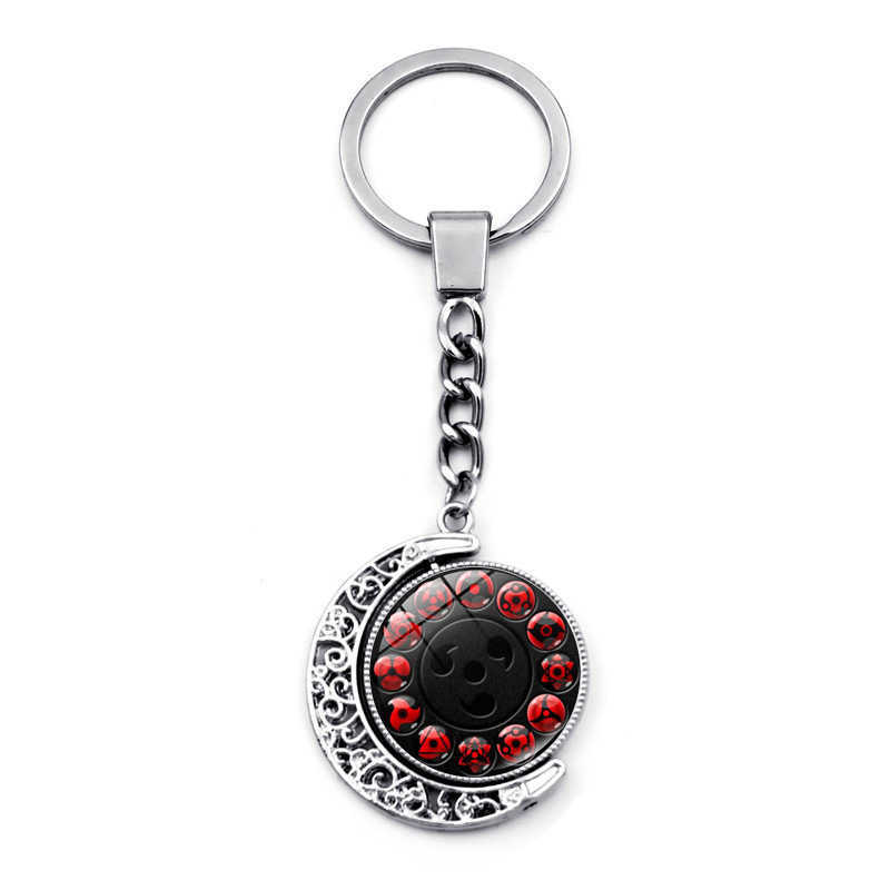 Key Rings Sharingan Eye Anime Keychain Accessories Uchiha Sasuke Kakashi Rotating Moon Pendant Metal Key Ring Key Chains for Women Jewelry G230210