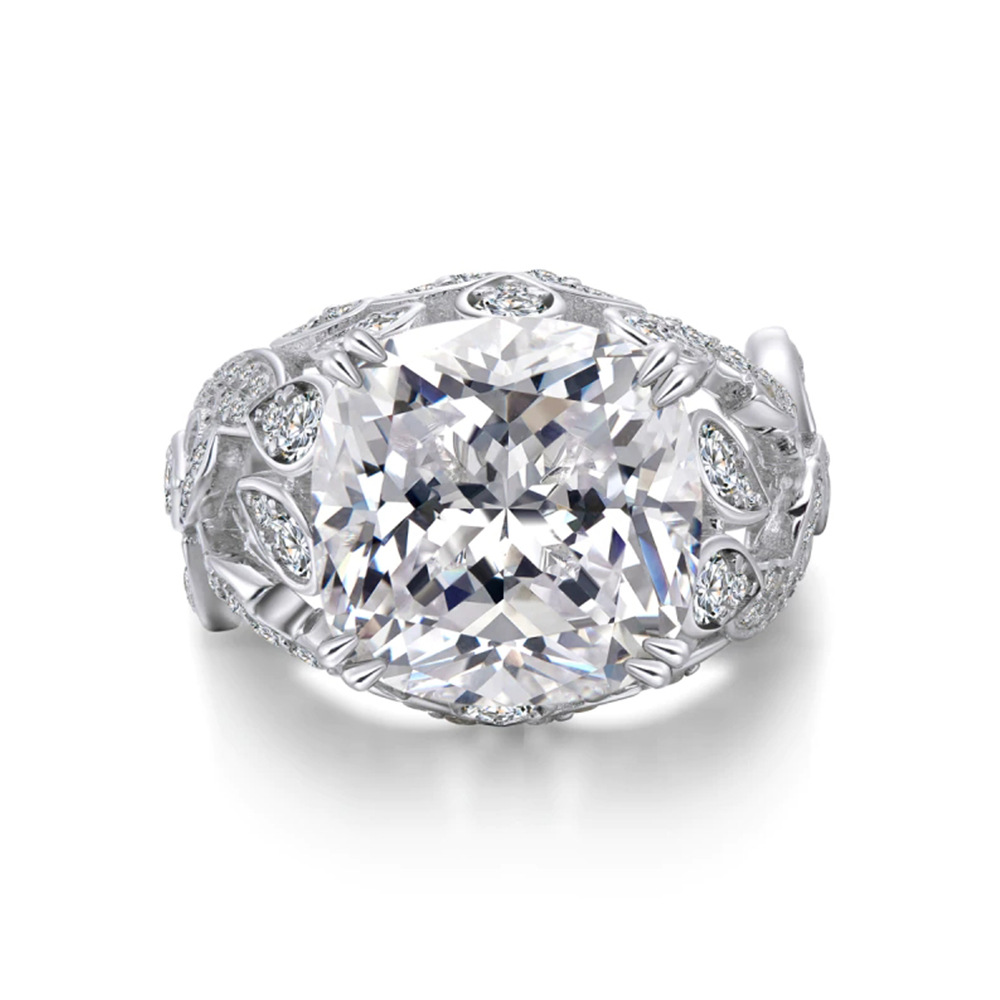 Choucong Brand Wedding Rings Luxury Jewelry 925 Sterling Silver Large Cushion Shape 5A Cubic Zircon CZ Diamond Gemstones Party Women Engagement Flower