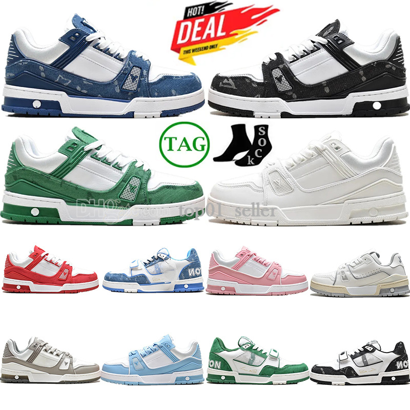 Designer Virgil trainer low Causal Shoes Fashion Leather Lace Up Platform Sole Sneakers White Black mens womens Luxury velvet suede flat Denim Canvas Sneaker Sports
