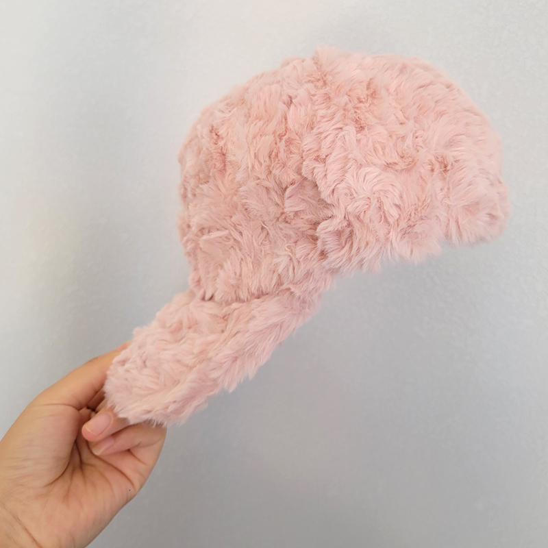 Ball Caps Faux Fur Baseball Cap for Women Fluffy Hats Fall Winter 230211