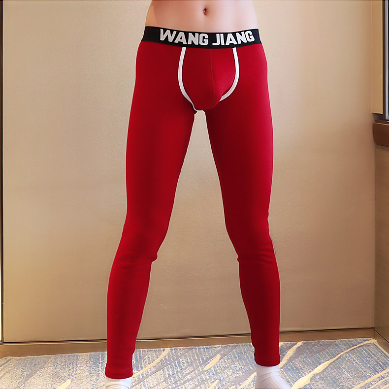 Men's Autumn Pants Fashion Solid Color Leggings Low Waist U-pouch Bag Push Up Men's Thermal Underwear Bottoms