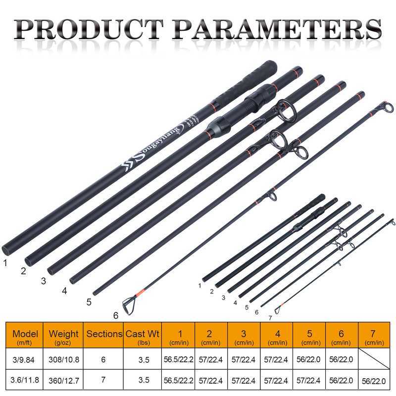 Boat Fishing Rods Sougayilang 30M 36M 67 Sections Carp Fishing Rod Protable Carbon Fiber Spinning Feeder Rod Travel Fishing Pole Fishing Tackle J23021