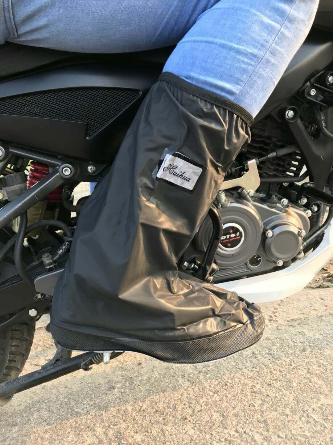 Shoe Parts Accessories Adult Protective Boots and Shoes Cover Men Waterproof Motorcycle Bike Cycling Rain Snow Boot Long Thick Sole White 230211