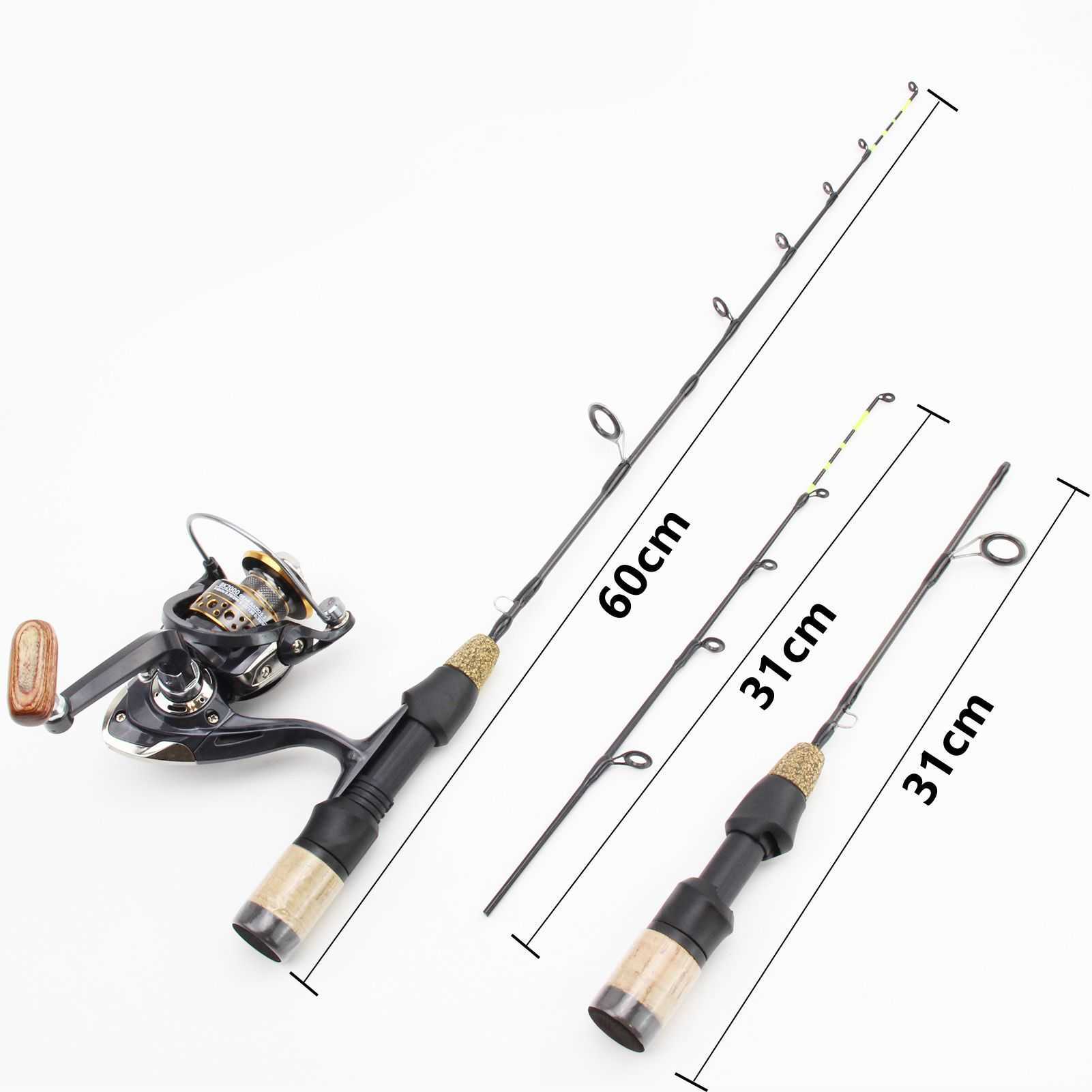 Boat Fishing Rods 60cm 2 Tips Rod Reel Combos Winter Ice Fishing Rod Fishing Reel set Rod Pole Tackle Carbon pole Ice fishing rod with reel J230211
