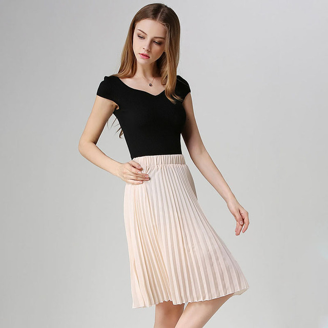 Skirts Women Chiffon Pleated Skirt Vintage High Waist Tutu Skirts Womens Saia Midi Rokken Summer Style Jupe Femme Skirt 230211