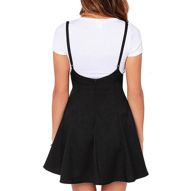 Skirts Women Summer High Waist Stretch Knee Length Flared Pleated Swing Plain Skirt Fashion Adjustable Strap Shirt For Lady 230211