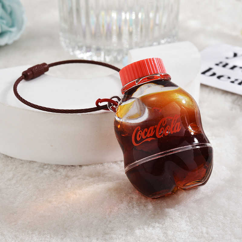 Key Rings Cartoon Summer Drink Bottle Keychains Acrylic Moving Liquid Quicksand Ice Keyring For Women Couple Bag Charm Key Chains Gifts G230210