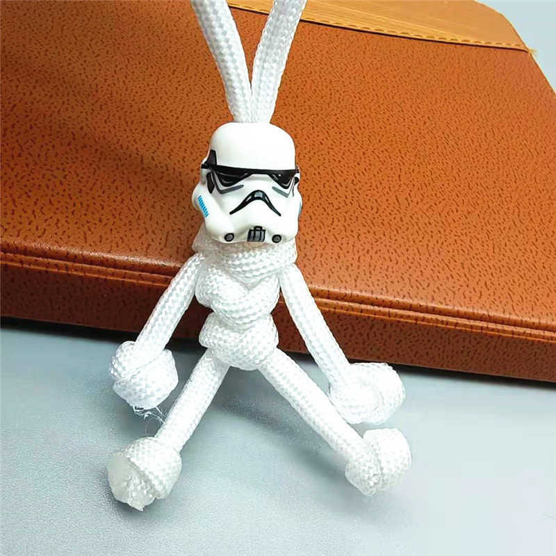 Key Rings Anime Building block Keychain Super Hero Biker Helmet Pendant Keychain Braided Rope Paracord Buddy Bag Hanging Backpack Doll Toy G230210