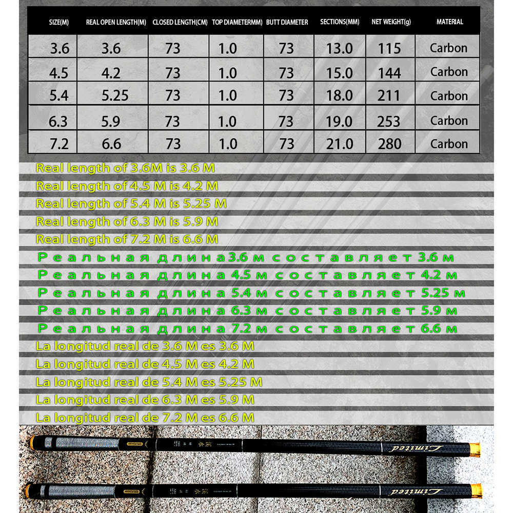 Boat Fishing Rods GHOTDA Telescopic Carbon Fiber Stream Fishing Rod Superhard Hand Fishing Rod 36M 45M 54M 63M 72M J230211