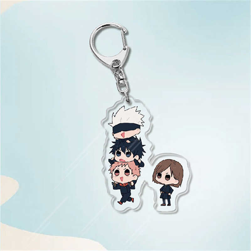 Key Rings Cute Jujutsu Kaisen Q Version Keychain Gojo Satoru Geto Suguru Yuji Itadori Inumaki Toge Acrylic Pendant Key Chain Anime Jewelry G230210