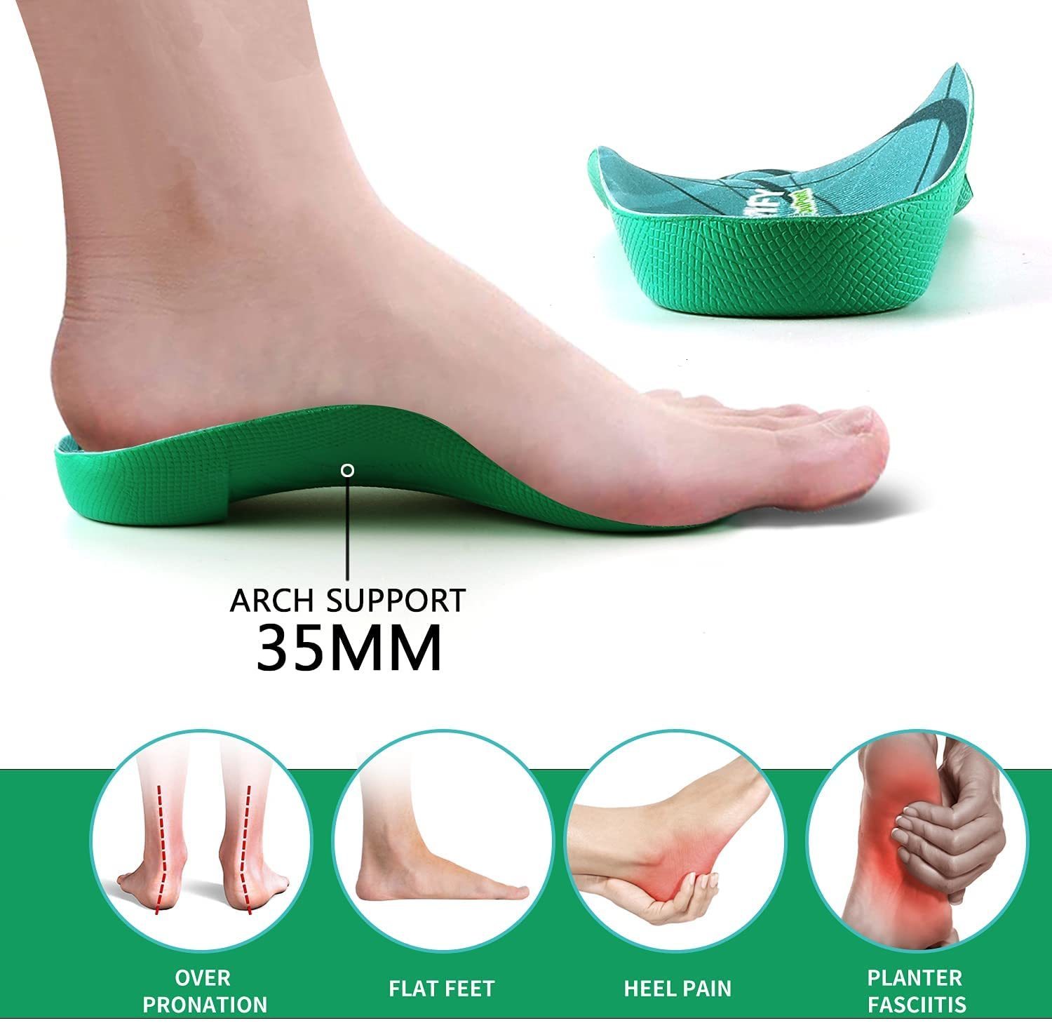 Shoe Parts Accessories Walkomfy Heel Pain Relief Ortics 34 Length Plantar Fasciitis High Arch Support Insoles For Overpronation Flat Feet Gel Pads 230