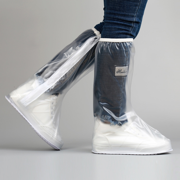Shoe Parts Accessories Adult Protective Boots and Shoes Cover Men Waterproof Motorcycle Bike Cycling Rain Snow Boot Long Thick Sole White 230211
