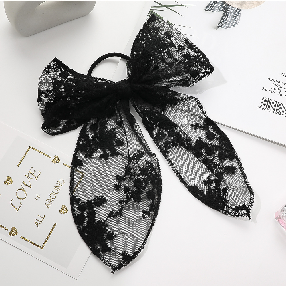 Korea Sweet White Black Lace Butterfly Ribbon Hair Clips Hair Barrettes Hairpins for Kids Girls Party Wedding Hair Accessories 1593