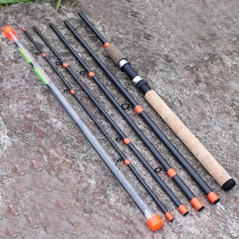 Boat Fishing Rods Sougayilang New Feeder Fishing Rod Lengthened Handle 6 Sections Fishing Rod L M H Power Carbon Fiber Travel Rod Fishing Tackle J2302