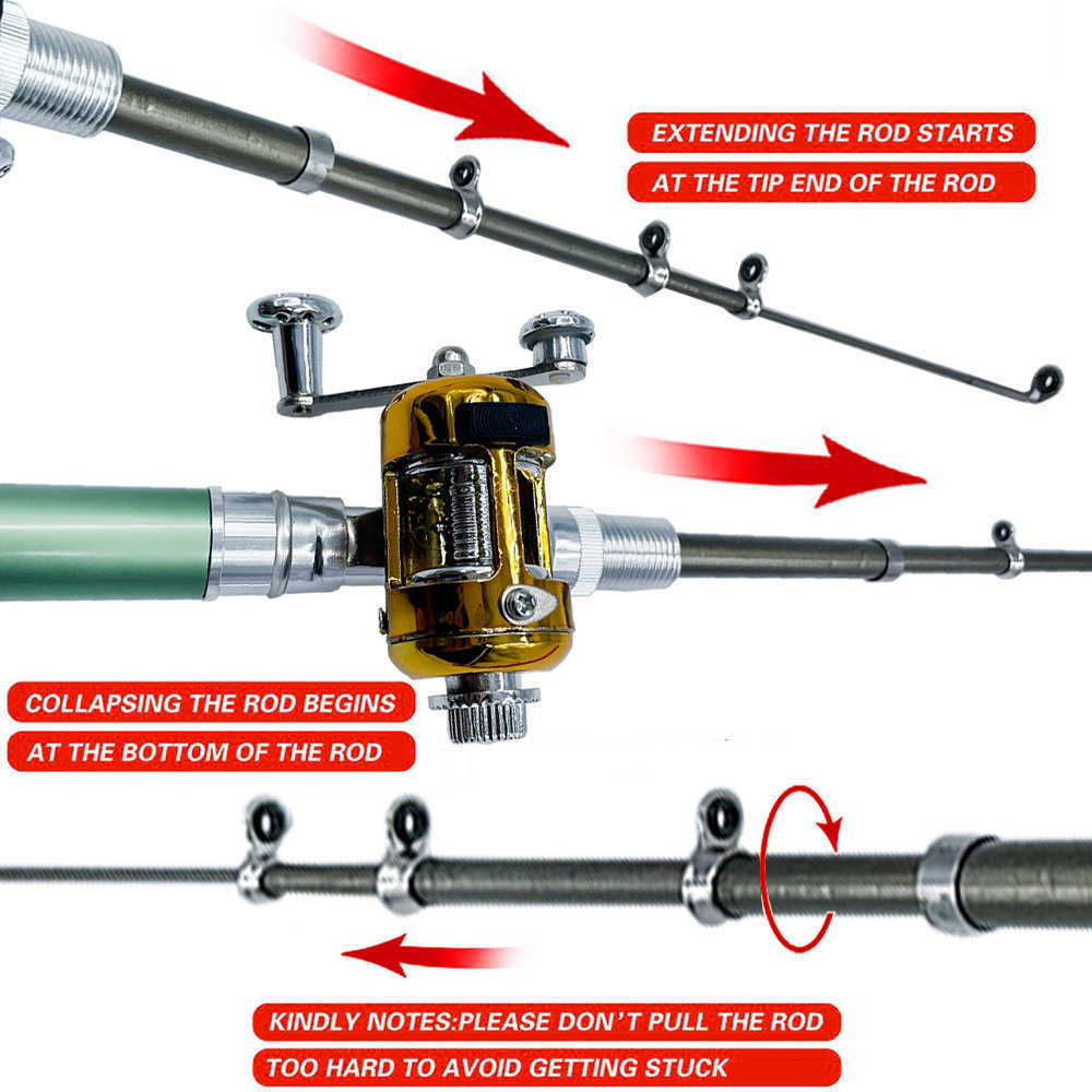 Boat Fishing Rods Fishing Rod Reel Combo Set Mini Telescopic Pocket Pen Fishing Rod Pole Reel J230211