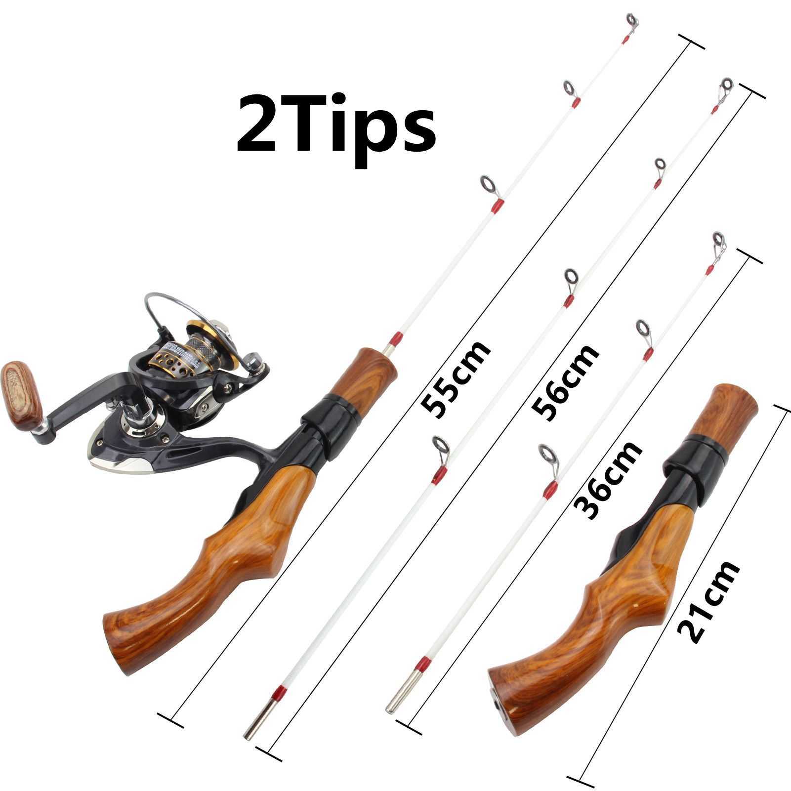 Boat Fishing Rods NEW 54cm 74cm 2 tips ice Rod Reel Combos Portable Winter Ice Fishing Rods Spinning Rod Carbon Fiber Ice pole Ultralight pole J230211