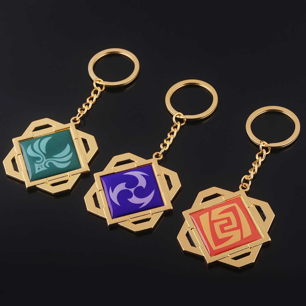 Key Rings Anime Keychain Genshin Impact Vision Element God's Eye for Men Car Key Chain Women Accessories Cute Bag Pendant Key Ring Gift G230210