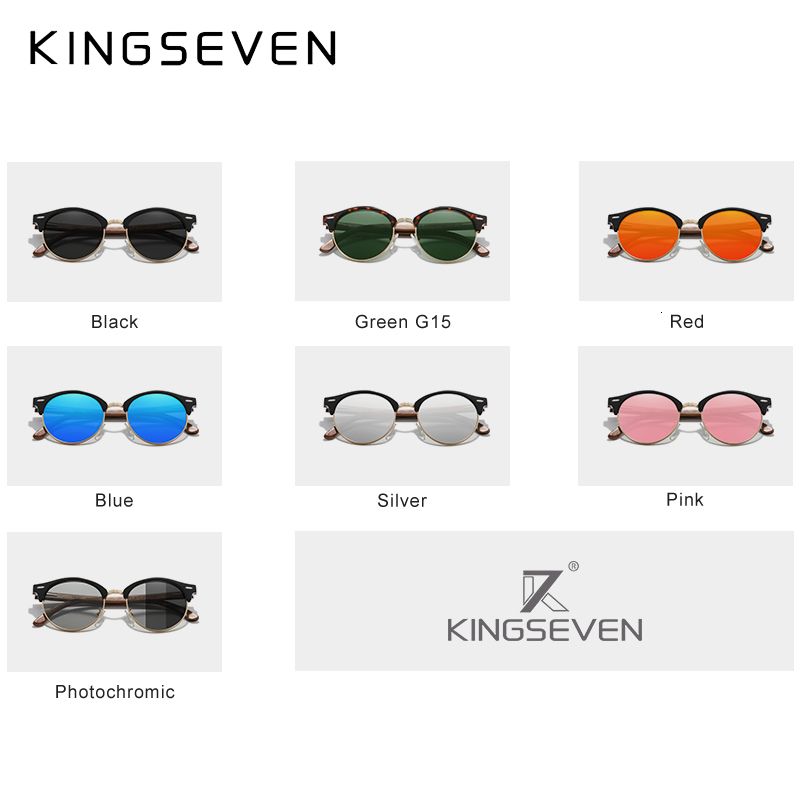 Sunglasses KINGSEVEN Handmade High Quality Black Walnut Wood Men Women Polarized Mirror Sun Glasses Male UV400 Shades 230211
