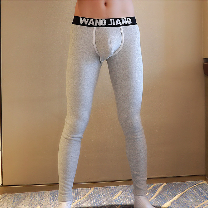 Men's Autumn Pants Fashion Solid Color Leggings Low Waist U-pouch Bag Push Up Men's Thermal Underwear Bottoms