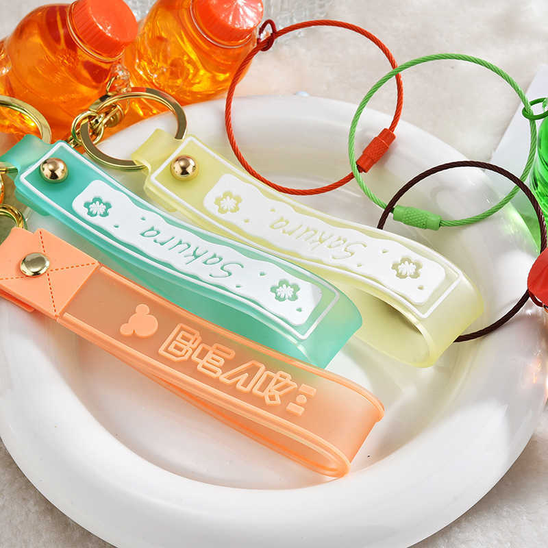 Key Rings Cartoon Summer Drink Bottle Keychains Acrylic Moving Liquid Quicksand Ice Keyring For Women Couple Bag Charm Key Chains Gifts G230210