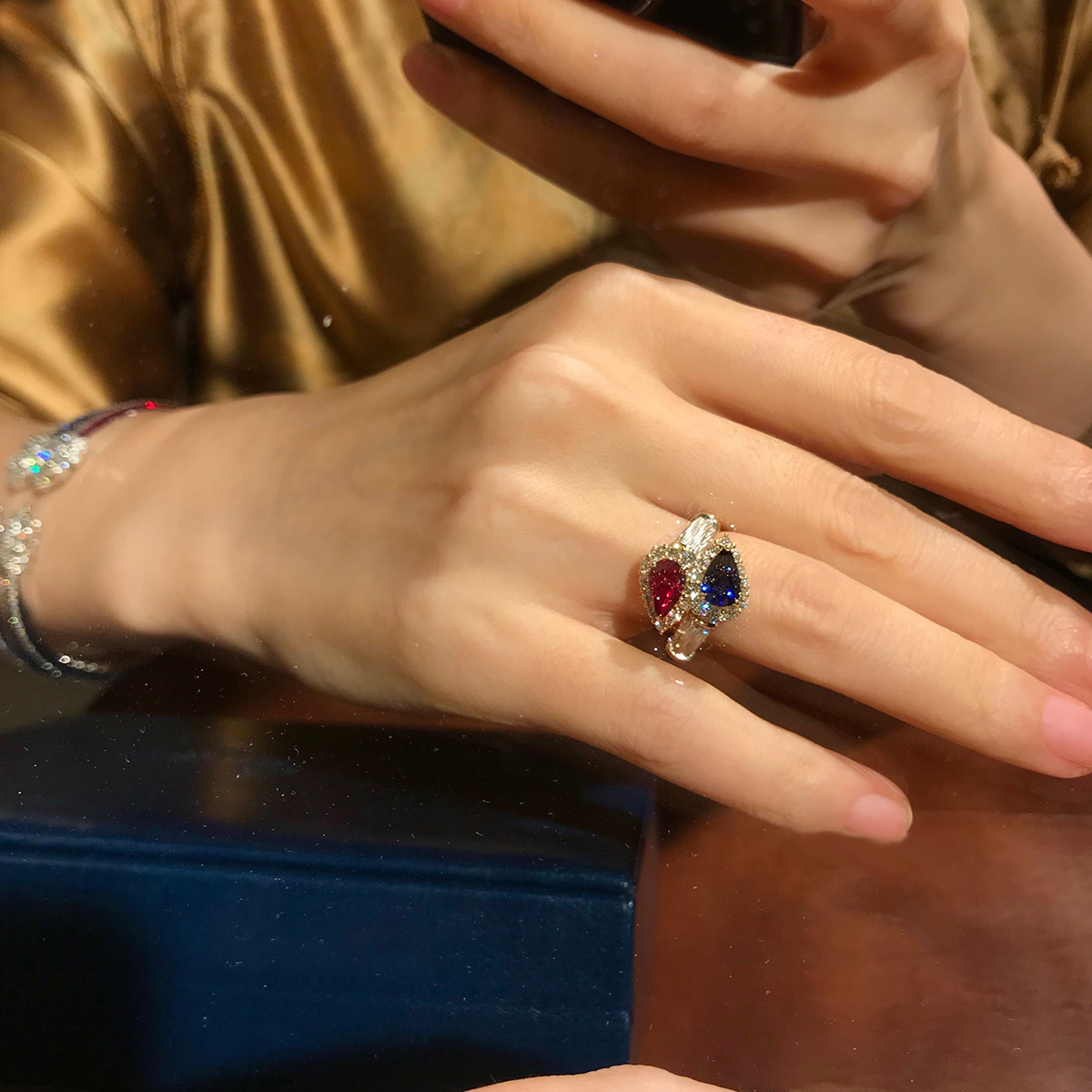 Choucong Brand Wedding Rings Vintage Jewelry 925 Sterling Silver Gold Fill Water Drop Sapphire CZ Diamond Gemstones Party Women Romantic Open Adjustab