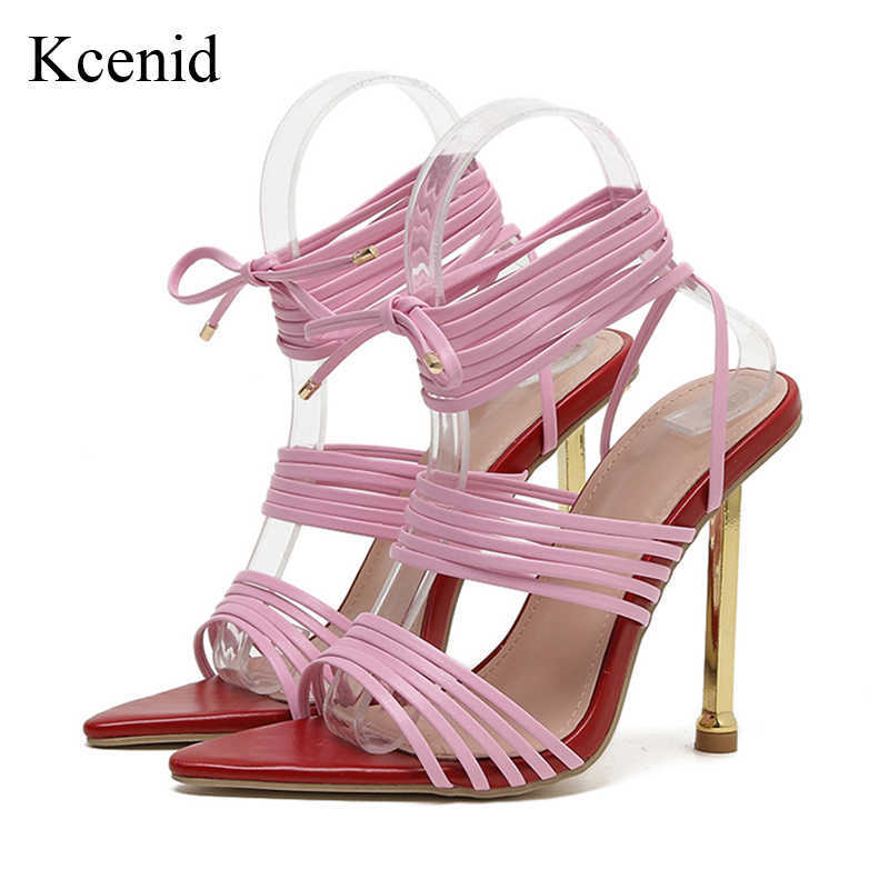 Sandals Kcenid 2022 New Cross-Strap Women's High Heels Sandals Pointed Toe Narrow Band Snake Print Shoes Female Party Pumps Size 35-42 G230211
