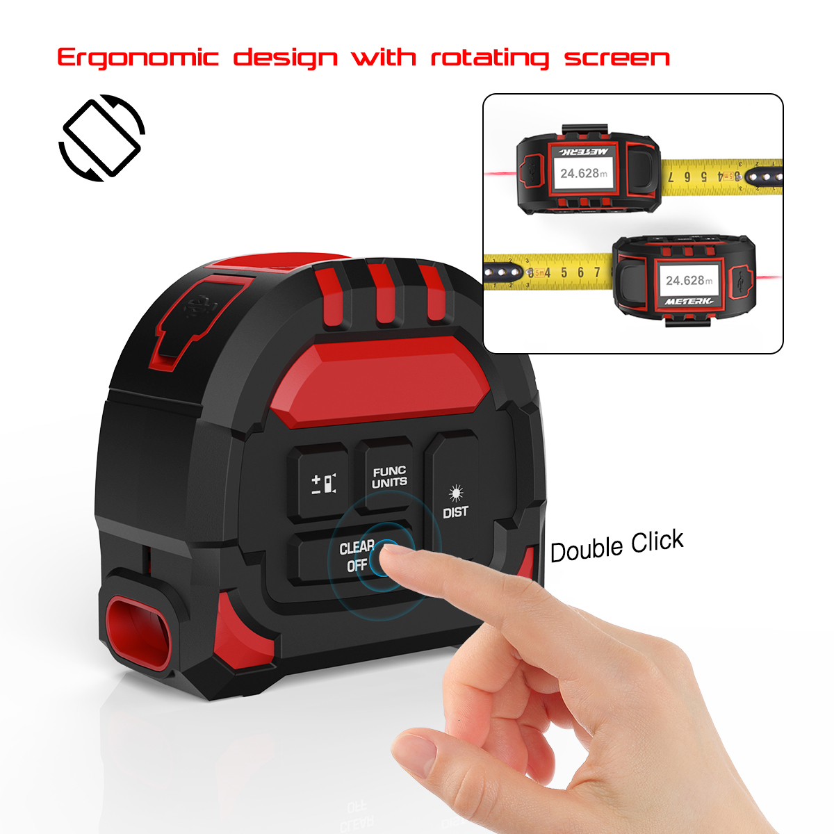 Tape Measures Meterk Portable 2 in 1 LCD Laser Distance Meter Multifunctional Laser Tape Measure 131Ft/40M 16Ft/5M Laser Measuring Instruments 230211