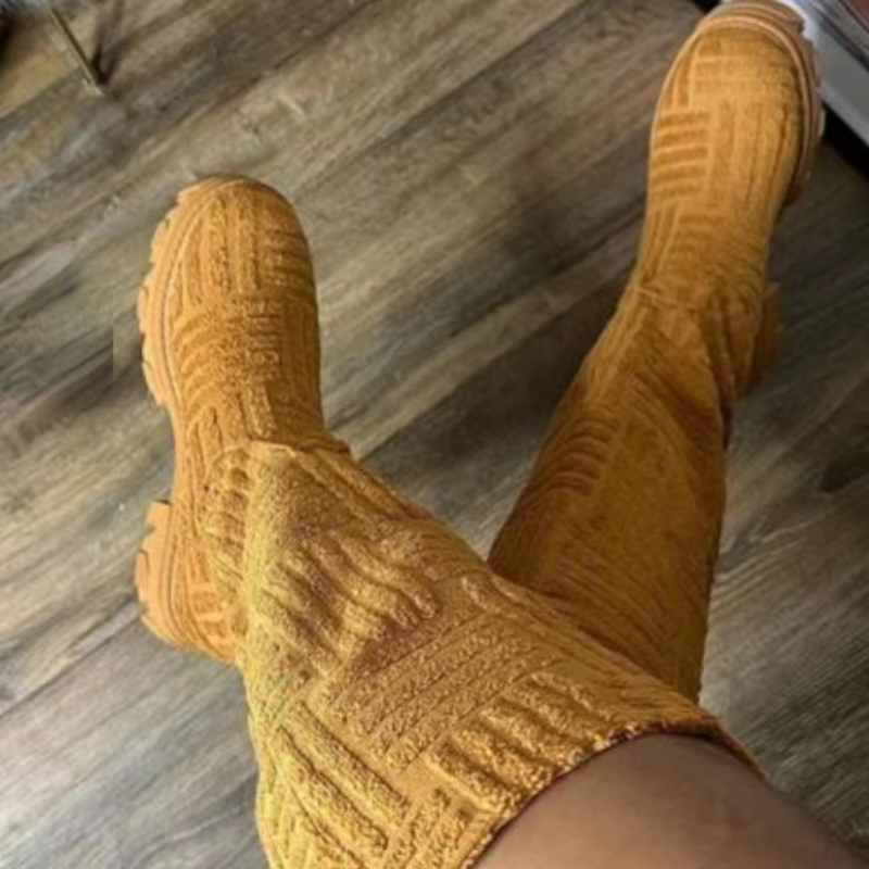 Boots Women's Boots Fashion Round Toe Thick Sole Thick Heel Fashion Cloth Boots Warm Middle Boots Ladies Large Size Cotton Boots shoes 230211