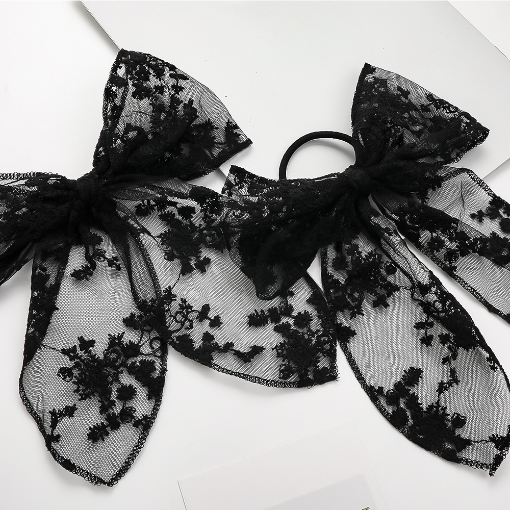 Korea Sweet White Black Lace Butterfly Ribbon Hair Clips Hair Barrettes Hairpins for Kids Girls Party Wedding Hair Accessories 1593