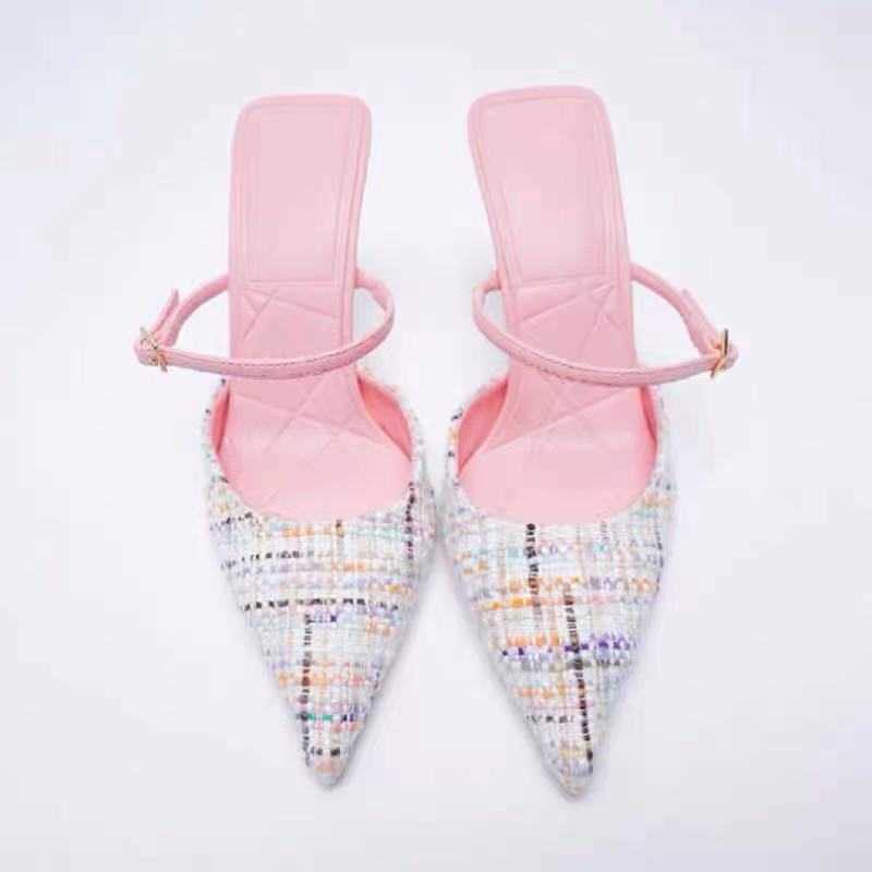 Sandals Spring New 2022 New Pointed Stiletto Pumps Women's Slingback Shallow Mouth Heels Fashion Single Shoes Office Sandals G230211
