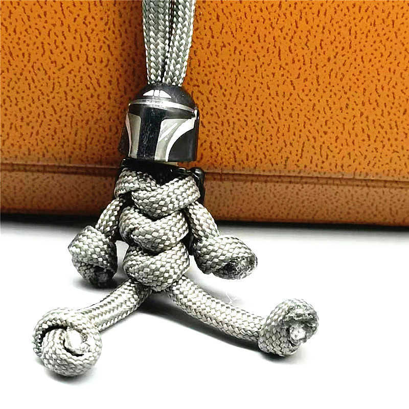 Key Rings Anime Building block Keychain Super Hero Biker Helmet Pendant Keychain Braided Rope Paracord Buddy Bag Hanging Backpack Doll Toy G230210