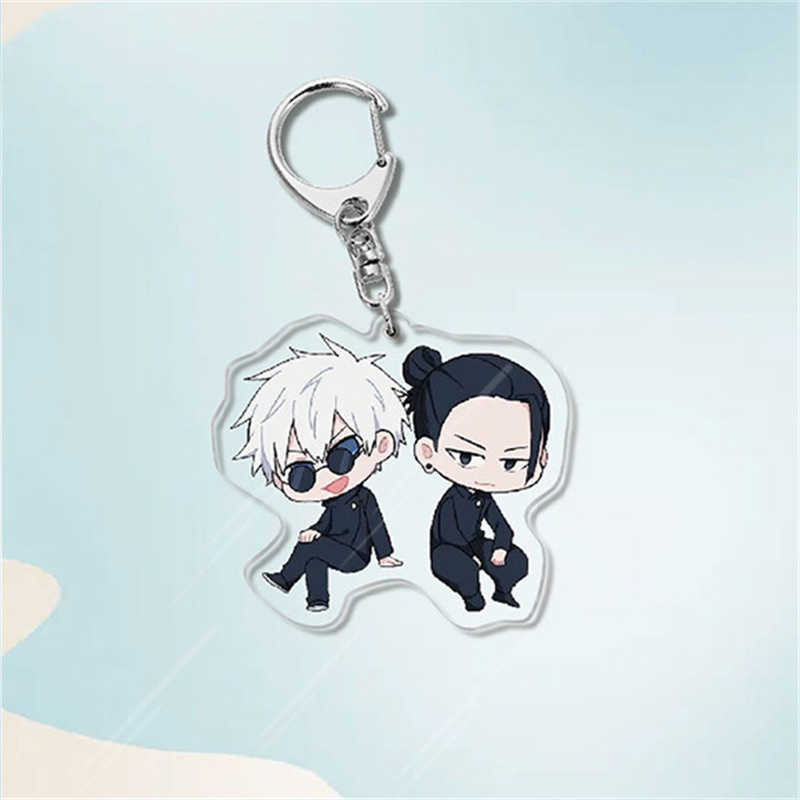 Key Rings Cute Jujutsu Kaisen Q Version Keychain Gojo Satoru Geto Suguru Yuji Itadori Inumaki Toge Acrylic Pendant Key Chain Anime Jewelry G230210
