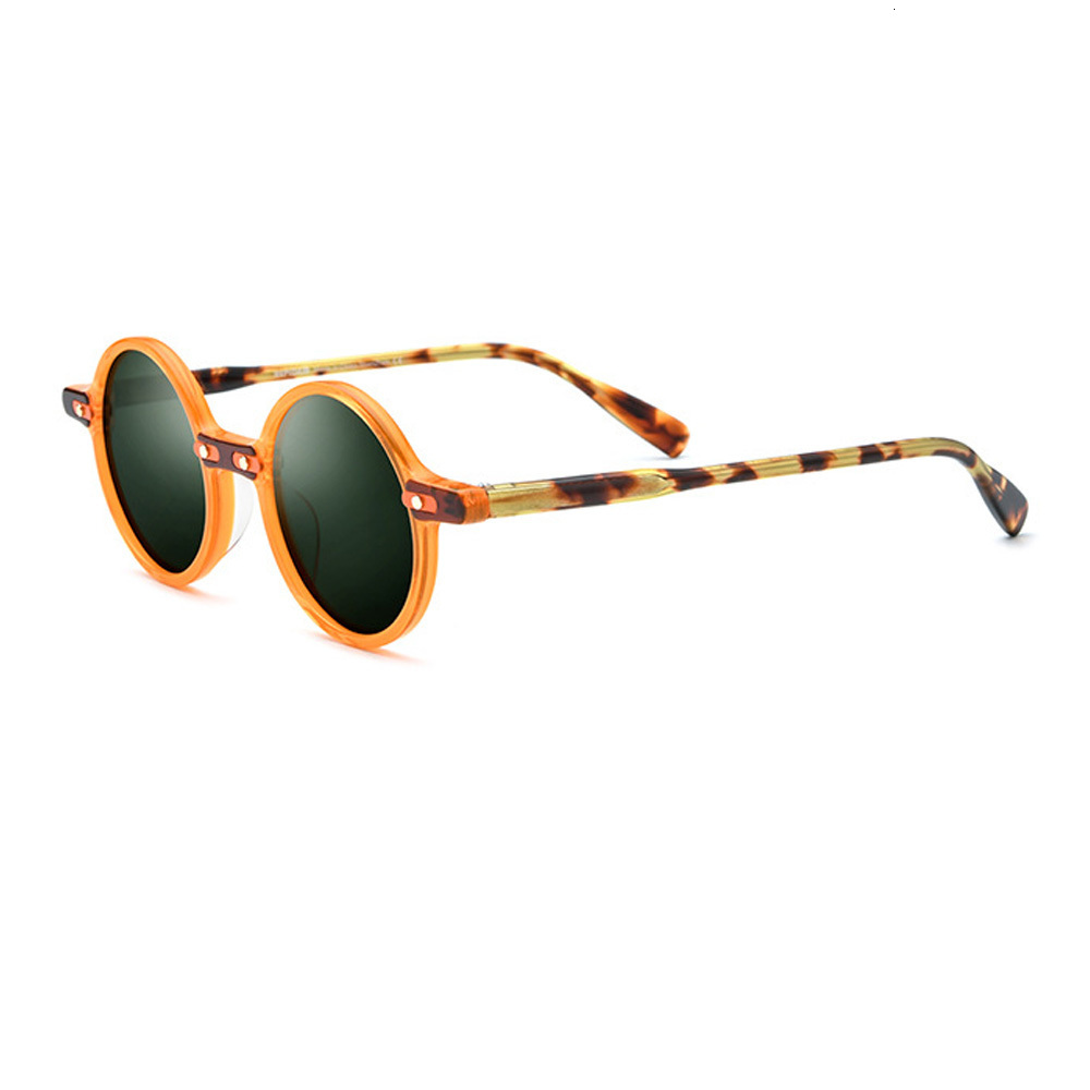Sunglasses Round Outside UV400 Polarized Women Seaside Beach Comfortable Glasses Orange Frame Green Lens 230211