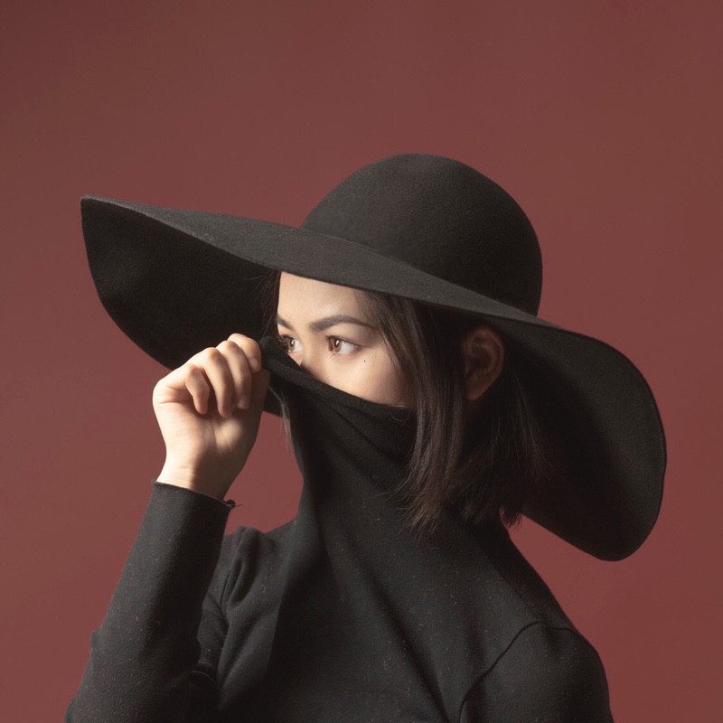 Cloches hukaili Retro Style Warm Wide Brim Wool Fedora Big Hat Black Felt Floppy Winter for Women Party Church Wedding 230211