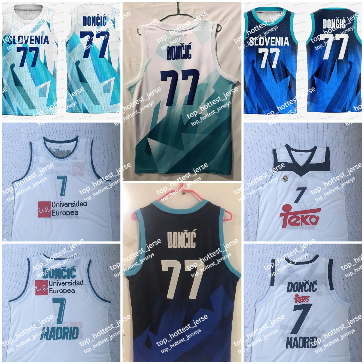 Slovenia 77 Luka Basketball Team Jersey White Blue Doncic Europea Mens Basketball Jerseys Stitched