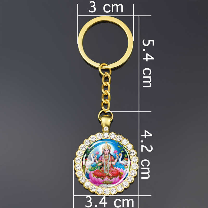 Key Rings Shiva Nataraja Keychain Buddhist Jewelry Lakshmi Goddess Rhinestone Pendant Hinduism Amulet Keyring Gift G230210
