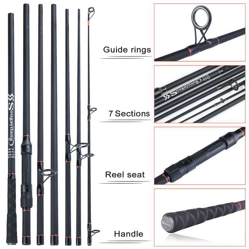 Boat Fishing Rods Sougayilang 30M 36M 67 Sections Carp Fishing Rod Protable Carbon Fiber Spinning Feeder Rod Travel Fishing Pole Fishing Tackle J23021