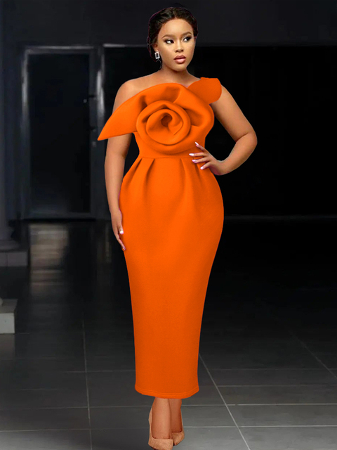 Party Dresses Women Party Dress Slim Bodycon Sexy One Strap Big Flower Event Christmas Birthday Elegant African Gowns Wedding Guest Robes 230211
