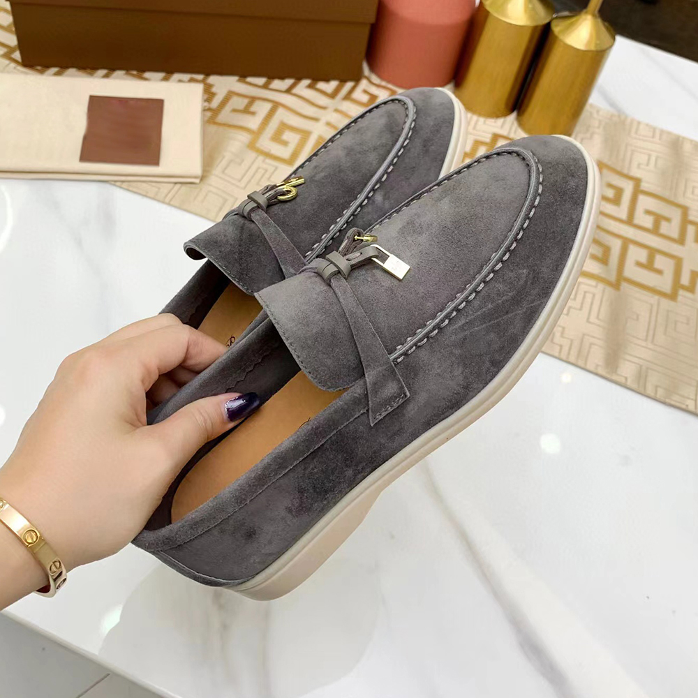 Summer Charms Walk casual Shoes Women loafers Couples shoes Genuine leatherMen Suede Calf Skin Muller shoe Brand Luxury Designer W