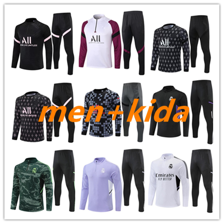 2022 Real madrids tracksuit jerseys football training suit jersey soccer Benzema tuta madrids psgS survetement foot futbol chandal jogging 21 22 23 men kids ki 888