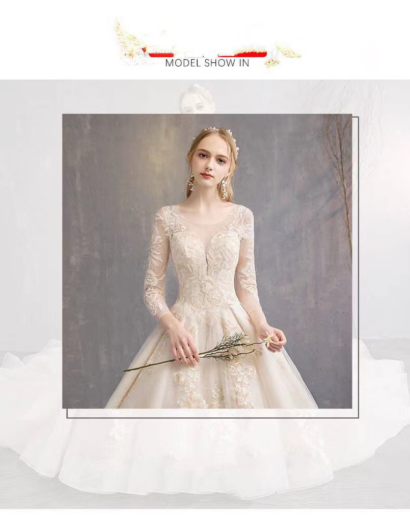 Modest Long Sleeve Ball Gown Wedding Dresses Bridal Gowns Sheer Jewel Neck Lace Appliqued Sequins Plus Size Embroidery Robe De Mariee Custom Made