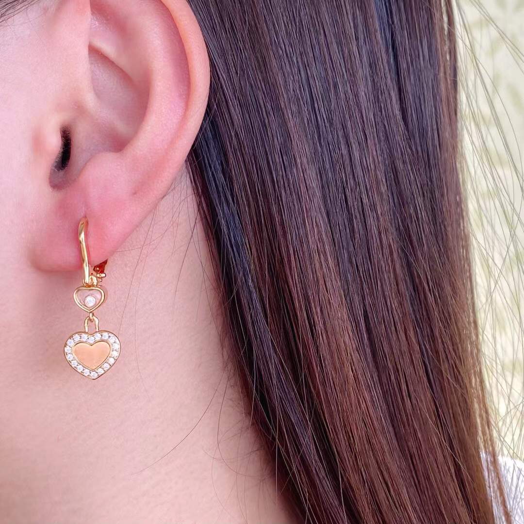Fashion Geometric Red Heart Earring White Shell Dangle Earrings Wedding Single Diamond Fine Jewelry Gold Plated Tassel Design
