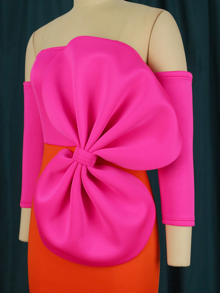 Party Dresses Sexy Tube Tops Dresses Backless Patchwork Bowtie Stylish Women Cocktail Evening Dinner Party African Gowns Summer Outfits 4XL 230211