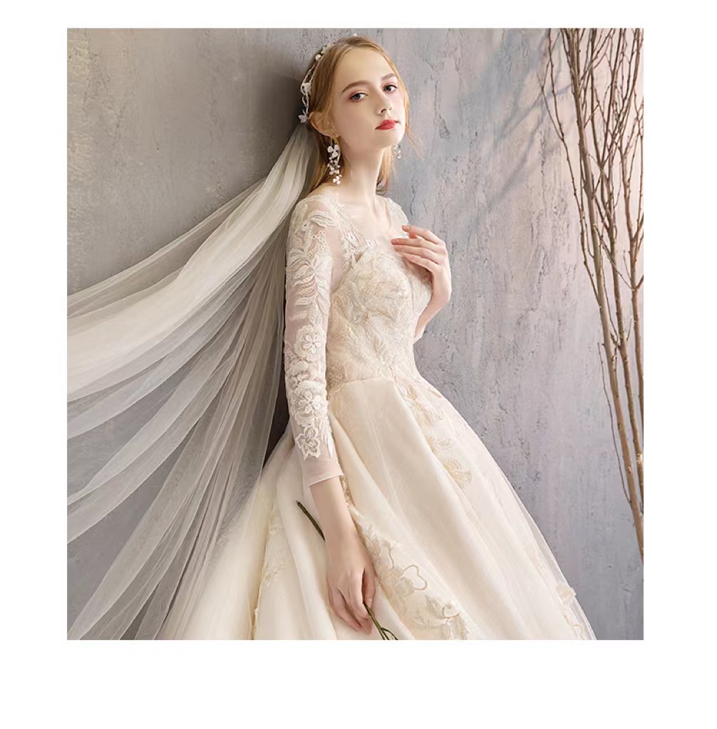 Modest Long Sleeve Ball Gown Wedding Dresses Bridal Gowns Sheer Jewel Neck Lace Appliqued Sequins Plus Size Embroidery Robe De Mariee Custom Made